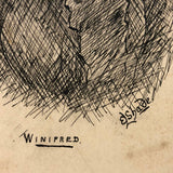 Winifred, Antique Hand-drawn Pen and Ink Postcard