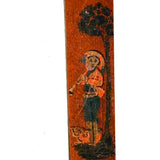 Heavy, Hand-painted Antique Folk Art Mirror with Figures, Quivers, Jointed Corners (and Worm Holes)