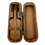 SOLD Antique Hand-carved Folk Art Violin in Wonderful, Very Custom Case