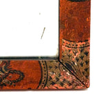 Heavy, Hand-painted Antique Folk Art Mirror with Figures, Quivers, Jointed Corners (and Worm Holes)