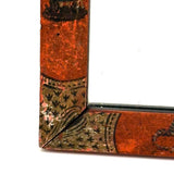 Heavy, Hand-painted Antique Folk Art Mirror with Figures, Quivers, Jointed Corners (and Worm Holes)
