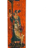 Heavy, Hand-painted Antique Folk Art Mirror with Figures, Quivers, Jointed Corners (and Worm Holes)