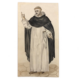 Fine 19th C. Watercolor of Presumed French Dominican Monk