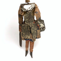 Knight in Tin Armor, Wonderful Old Italian Folk Art Marionette with Budweiser Can Shield