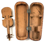 SOLD Antique Hand-carved Folk Art Violin in Wonderful, Very Custom Case