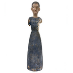 Tall, Spare Antique Santos Figure in Otherworldly Blue