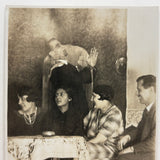 Heads Turned, Praying Hands, Hanging Portrait, Wonderfully Evocative Antique Double Exposure Mini RPPC