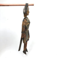 Knight in Tin Armor, Wonderful Old Italian Folk Art Marionette with Budweiser Can Shield