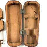 SOLD Antique Hand-carved Folk Art Violin in Wonderful, Very Custom Case