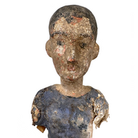 Tall, Spare Antique Santos Figure in Otherworldly Blue