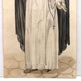 Fine 19th C. Watercolor of Presumed French Dominican Monk