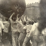 Boys in Motion, Earth Ball Aloft, Poetic and Metaphoric Feeling Old Snapshot Photo