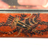 Heavy, Hand-painted Antique Folk Art Mirror with Figures, Quivers, Jointed Corners (and Worm Holes)