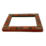 Heavy, Hand-painted Antique Folk Art Mirror with Figures, Quivers, Jointed Corners (and Worm Holes)