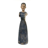 Tall, Spare Antique Santos Figure in Otherworldly Blue