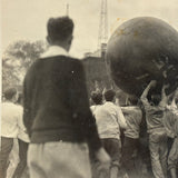Boys in Motion, Earth Ball Aloft, Poetic and Metaphoric Feeling Old Snapshot Photo