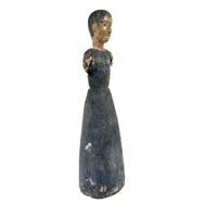 Tall, Spare Antique Santos Figure in Otherworldly Blue