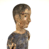 Tall, Spare Antique Santos Figure in Otherworldly Blue