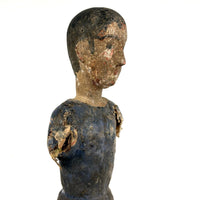 Tall, Spare Antique Santos Figure in Otherworldly Blue