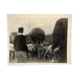 Boys in Motion, Earth Ball Aloft, Poetic and Metaphoric Feeling Old Snapshot Photo