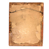 Heavy, Hand-painted Antique Folk Art Mirror with Figures, Quivers, Jointed Corners (and Worm Holes)