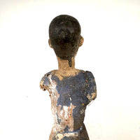 Tall, Spare Antique Santos Figure in Otherworldly Blue
