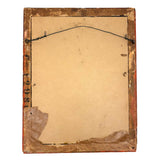 Heavy, Hand-painted Antique Folk Art Mirror with Figures, Quivers, Jointed Corners (and Worm Holes)