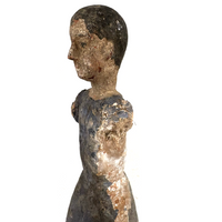 Tall, Spare Antique Santos Figure in Otherworldly Blue