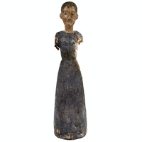 Tall, Spare Antique Santos Figure in Otherworldly Blue