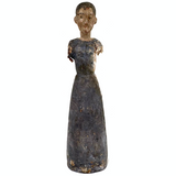 Tall, Spare Antique Santos Figure in Otherworldly Blue