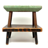 Sweet Antique Primitive Cricket Stool in Best Green Paint