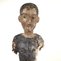 Tall, Spare Antique Santos Figure in Otherworldly Blue