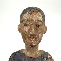 Tall, Spare Antique Santos Figure in Otherworldly Blue