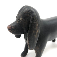 SOLD Wonderful Old Carved Black Dog with Great Face