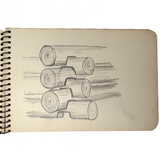 Building a Log Cabin and Observing the Environs, 1953 Spiral Bound Pocket Sketchbook