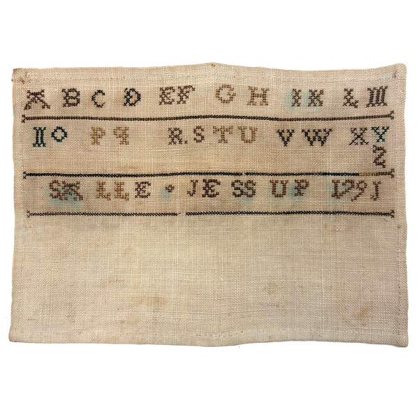 Salle Jessup, 1791 Small Alphabet Sampler with Staccato Rhythm