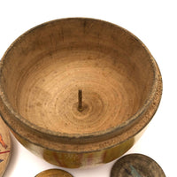 Excellent, Extra Large c. 1900 Painted Treen Apple with Horse Racing Game