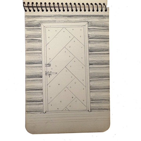 Building a Log Cabin and Observing the Environs, 1953 Spiral Bound Pocket Sketchbook