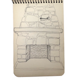 Building a Log Cabin and Observing the Environs, 1953 Spiral Bound Pocket Sketchbook