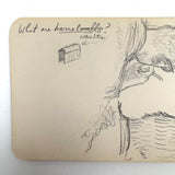 Building a Log Cabin and Observing the Environs, 1953 Spiral Bound Pocket Sketchbook