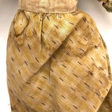 Much Loved Antique Straw Stuffed Doll with Painted Face and Gray Hair