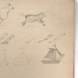 1909 Dutch School Notebook with Naive Drawings, Star Diagrams and More