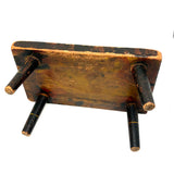 Wonderful All Original Paint Decorated c. 1840s Primitive Stool, Pittsfield, NH (Great Underside, Too)