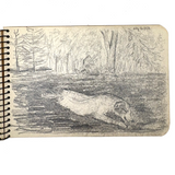 Building a Log Cabin and Observing the Environs, 1953 Spiral Bound Pocket Sketchbook