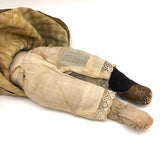 Much Loved Antique Straw Stuffed Doll with Painted Face and Gray Hair