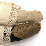 Much Loved Antique Straw Stuffed Doll with Painted Face and Gray Hair