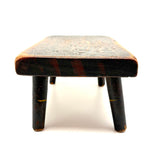 Wonderful All Original Paint Decorated c. 1840s Primitive Stool, Pittsfield, NH (Great Underside, Too)