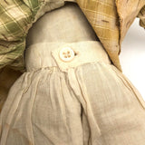 Much Loved Antique Straw Stuffed Doll with Painted Face and Gray Hair