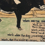 Work for the Night is Coming, Antique Hand-drawn Watercolor Postcard with Woman Milking Cow