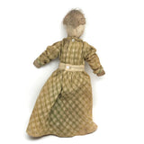 Much Loved Antique Straw Stuffed Doll with Painted Face and Gray Hair